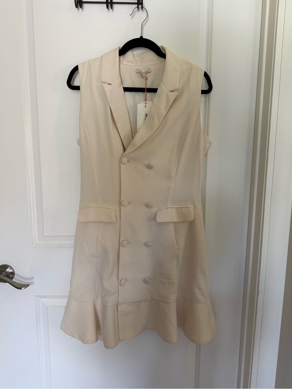Skies Are Blue Cream Notch Lapel Blazer Dress